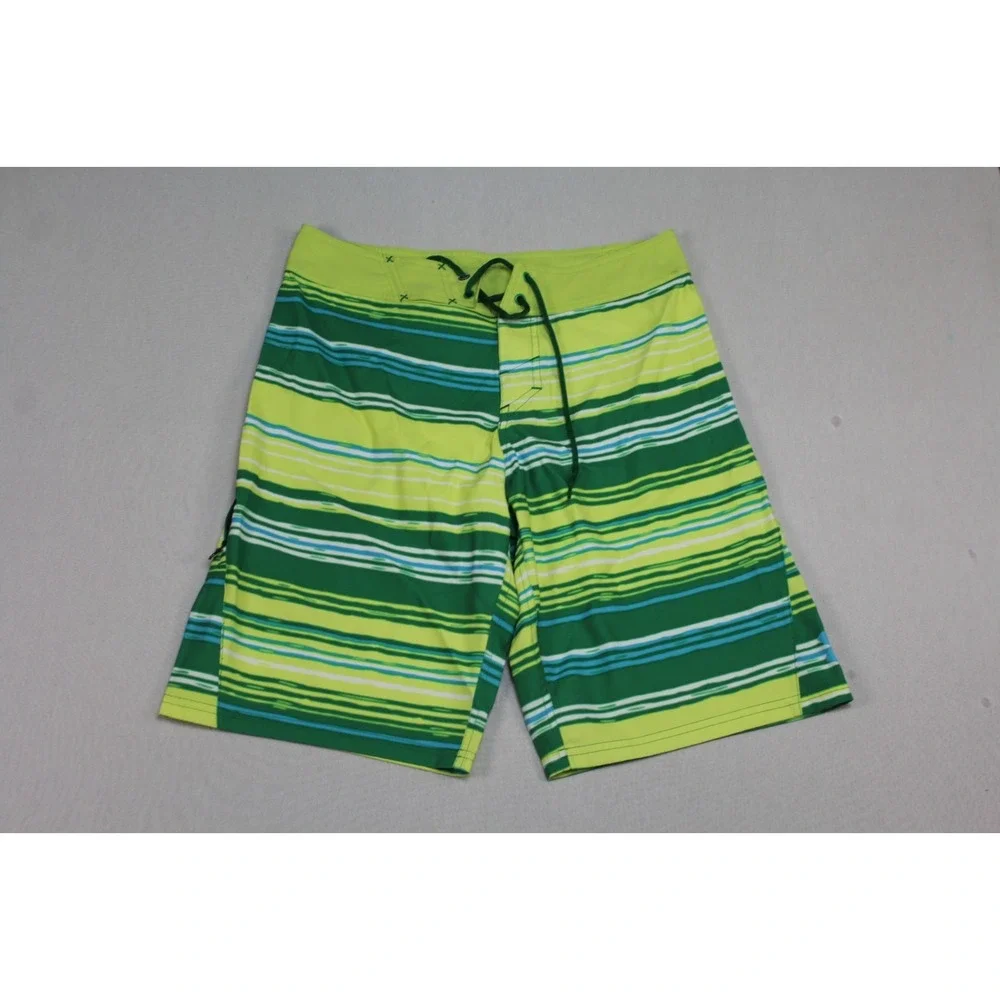 Under Armour Green Men Board Shorts Striped Casual Size 30